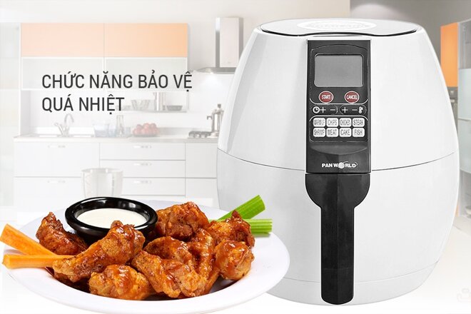 Thiết kế bên ngoài của nồi chiên không dầu Panworld bắt mắt, màu sắc nhã nhặn