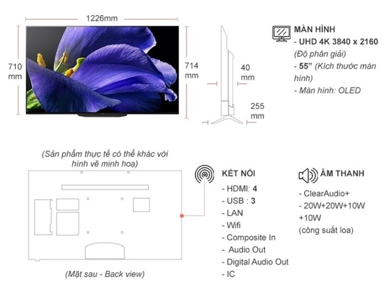 Đặc điểm vượt trội về thiết kế, âm thanh và hình ảnh của chiếc Android Tivi OLED Sony 4K 55 inch KD-55A9G