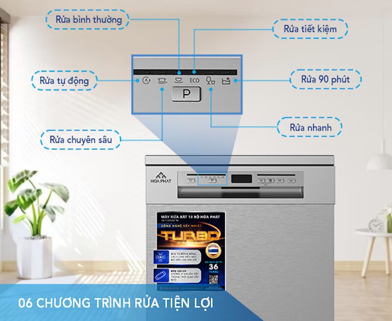 Máy rửa bát Hòa Phát HD F1306DBS.TM cánh tay phải đắc lực, cho nàng thảnh thơi vào bếp