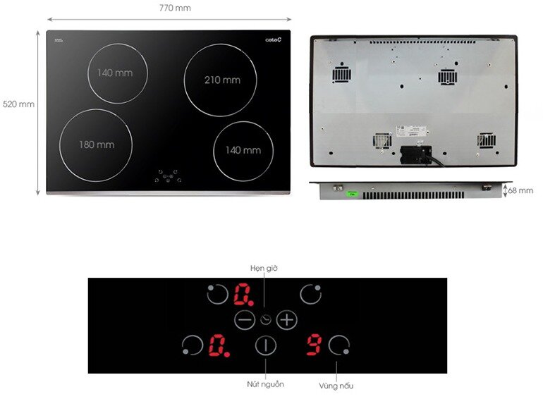 Bếp từ âm 4 vùng nấu Cata I-704