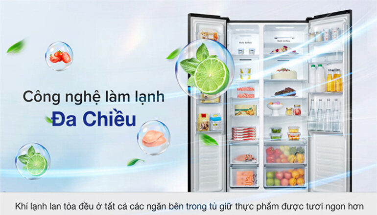 Tủ lạnh Casper RS-570VT có chế độ làm lạnh đa chiều đảm bảo thực phẩm luôn tươi ngon