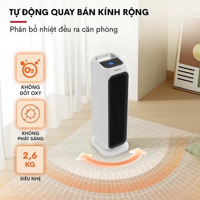 Quạt sưởi gốm Fujihome chịu nhiệt tốt, chống cháy cao, an toàn trong khi sử dụng