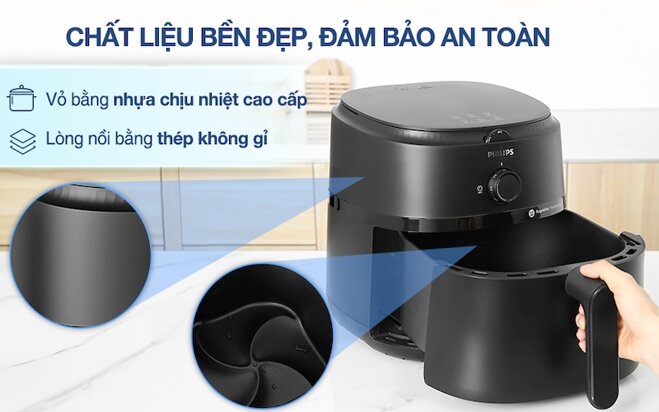 Nồi chiên không dầu Philips NA130/00 6.2 lít nấu ăn nhanh, tiện lợi, không lo ngán