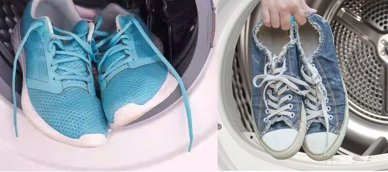 sấy giày bằng máy sấy quần áo