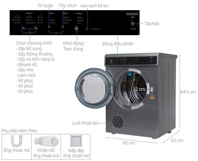 Máy sấy quần áo Electrolux EDS7552S