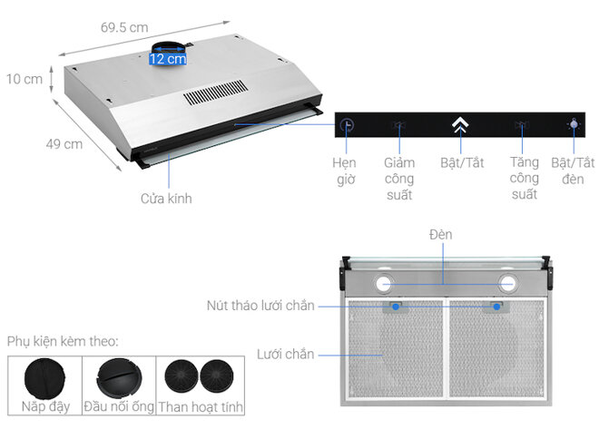 Máy hút mùi âm tủ giá rẻ Hafele HC-BI70B