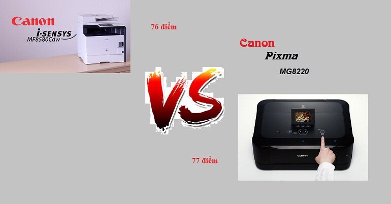 Điểm đánh giá của máy in Canon Color imageClass MF8580Cdw và máy in Canon Pixma MG8220