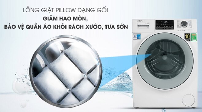 Máy giặt Aqua cửa ngang inverter 8,5kg AQD-D850EW: Giá chỉ 4 triệu đồng mà rất 