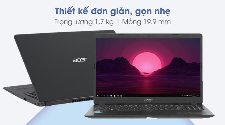 Chiếc laptop Acer Aspire A315 56 34AY i3 1005G1 15,6 inch vô cùng gọn nhẹ