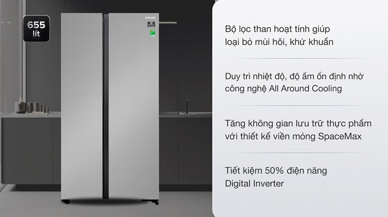 Tủ lạnh Samsung side by side 655 lít mang tới không gian dự trữ tối ưu