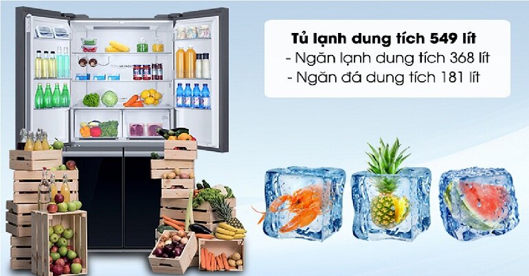Đánh giá tủ lạnh Aqua 4 cánh AQR-IG636FM(GB): Dung tích bảo quản lớn