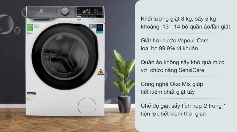 Máy giặt sấy Electrolux Inverter 8 kg EWW8023AEWA có giá 13.090.000 tham khảo tại websosanh.vn