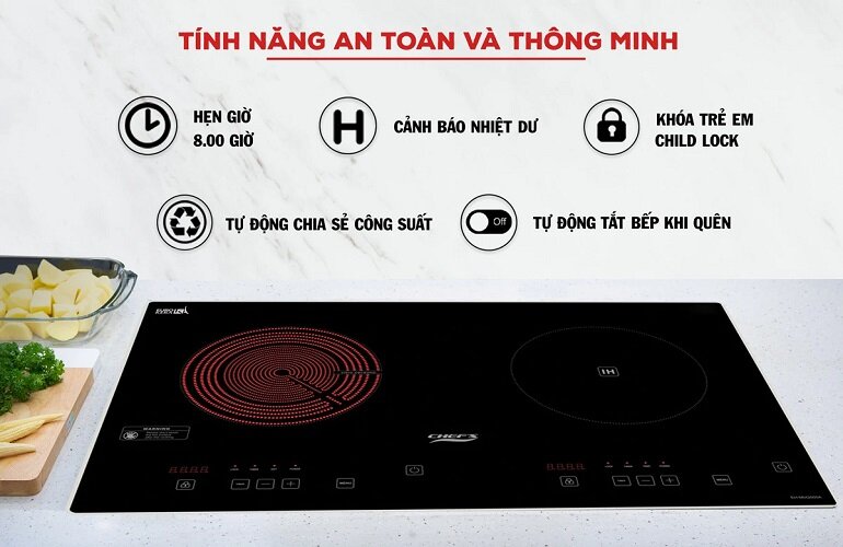 Bếp từ hồng ngoại âm 2 vùng nấu Chefs EHMIX2000A