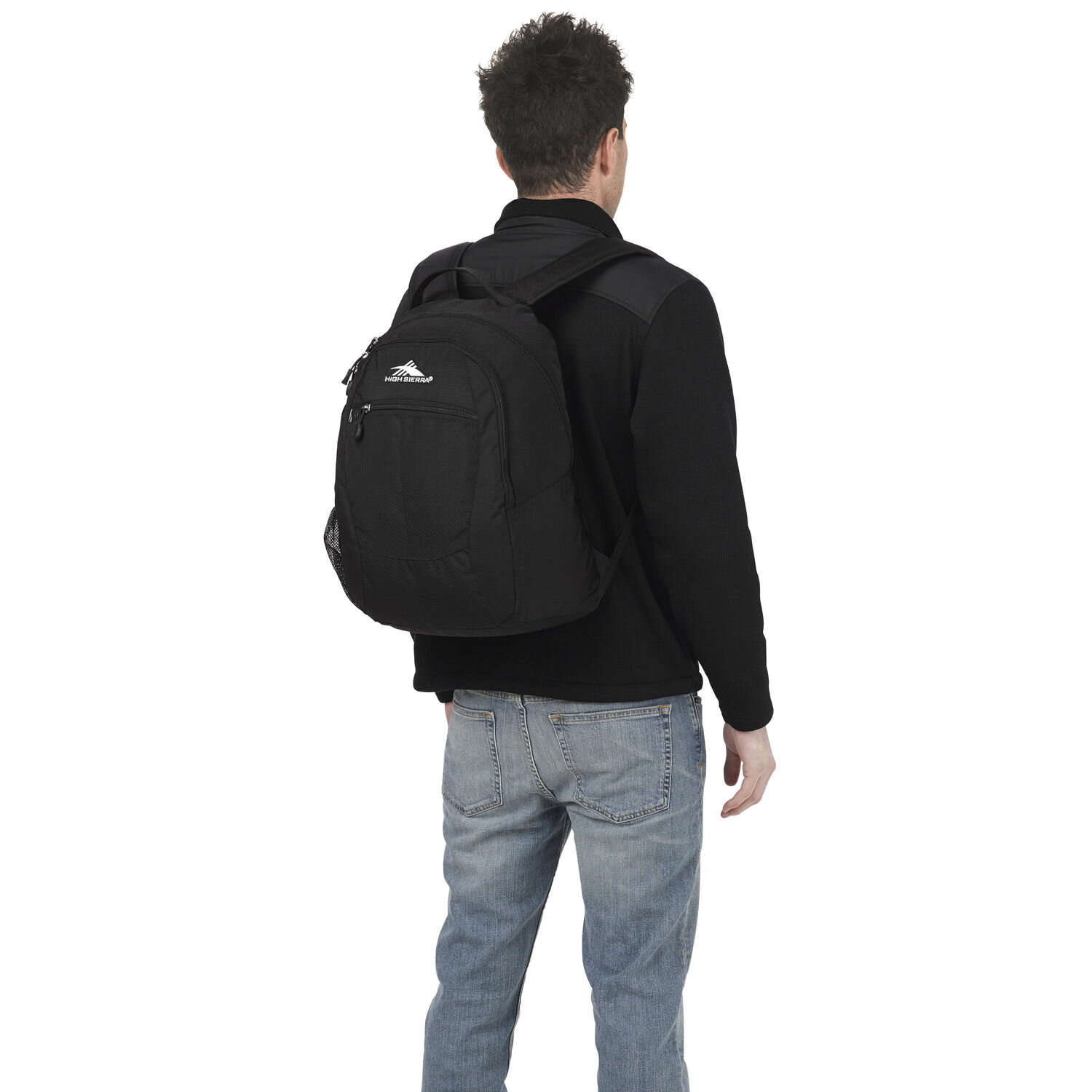 The High Sierra Curve Daypack men's black backpack is youthful and outstanding