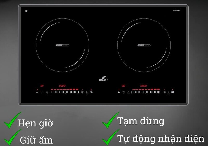 Tính năng an toàn vượt trội trên bếp từ 2 vùng nấu Bauer BE 3008SI