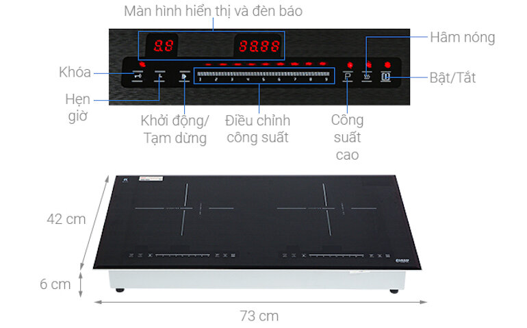 Tính năng của bếp từ đôi lắp âm Lorca TA 1008VN