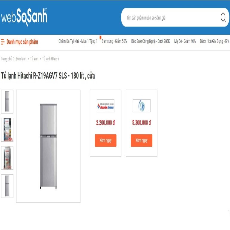 Tủ lạnh Hitachi 180 lít