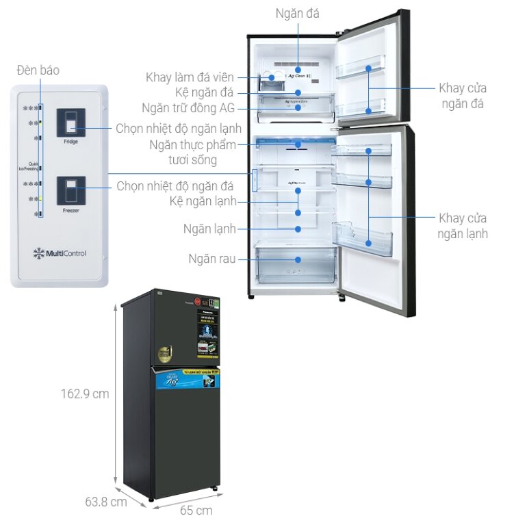 Tủ lạnh Panasonic 2 cánh Inverter 377 lít NR-BX421GPKV - Giá tham khảo 18 triệu
