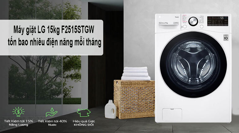 Hướng dẫn cách tính điện năng tiêu thụ của máy giặt LG AI DD F2515STGW