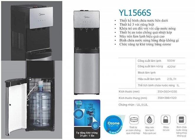 Cây nước nóng lạnh cao cấp Midea YL1566S