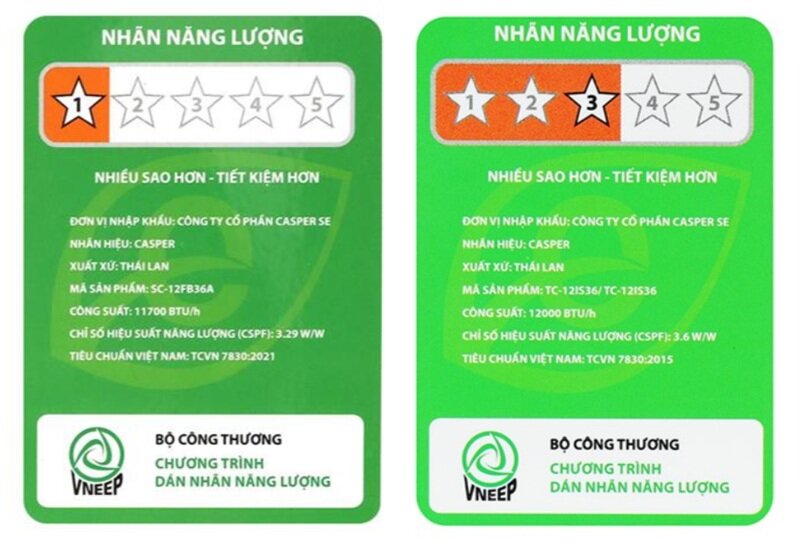 so sánh điều hòa Casper SC-12FB36A hay TC-12IS36 tiết kiệm điện