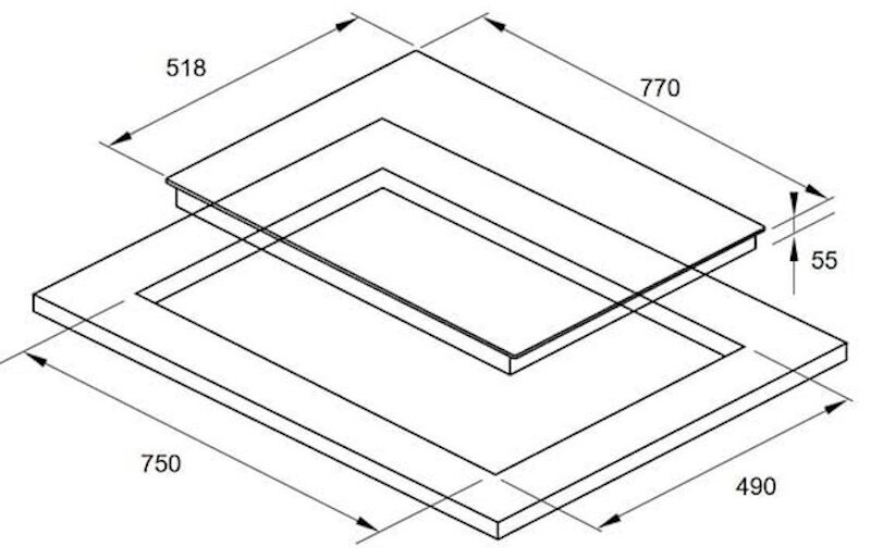Kích thước lắp đặt của bếp từ Fagor 3IF-73A2S