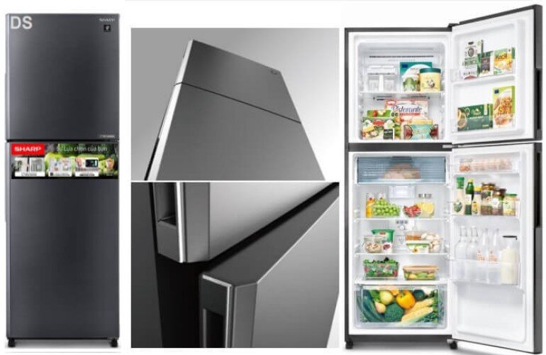Tủ lạnh Sharp Inverter 2 cánh 360 lít SJ-XP382AE-DS có thiết kế tông màu đen sang trọng