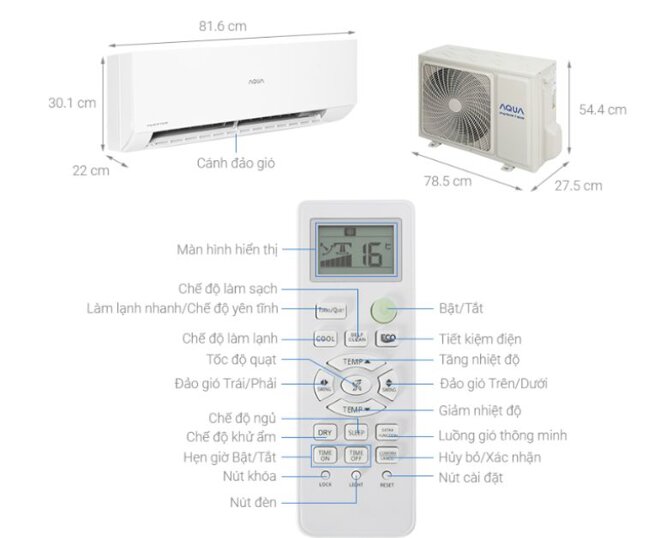 Điều khiển điều hòa Aqua AQA-KCRV10XAW