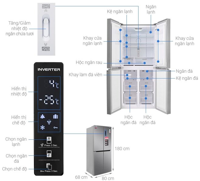 Tủ lạnh Sharp Inverter 401 lít SJ-FXP480V-SL tiện ích hiện đại, tiết kiệm năng lượng