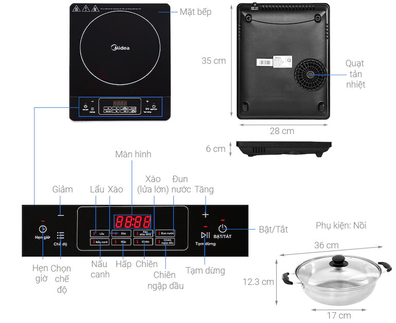 Bếp từ Midea MI-T2120DG