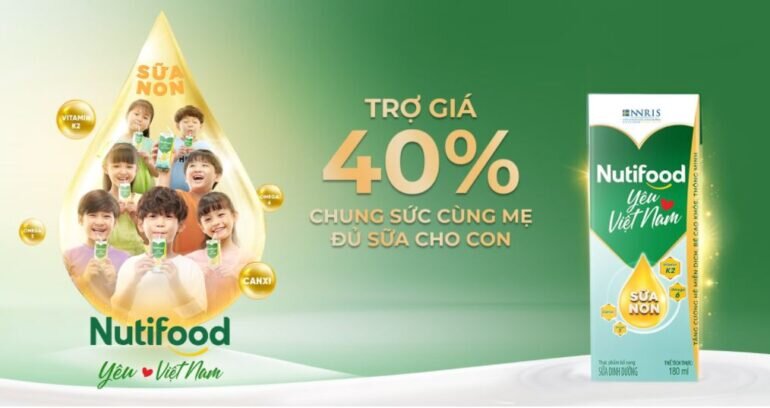 Trợ giá sữa non công thức Nutifood yêu Việt Nam