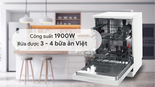 Máy rửa bát Whirlpool WFC 3C26P công suất mạnh