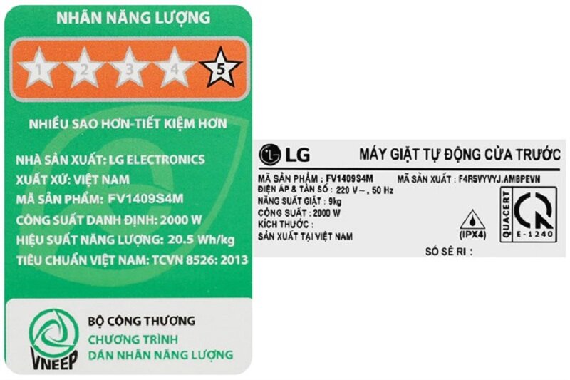 Máy giặt LG Inverter 9 kg FV1409S4M giảm giá còn 6 triệu đồng, hàng ngon giá rẻ cho gia đình