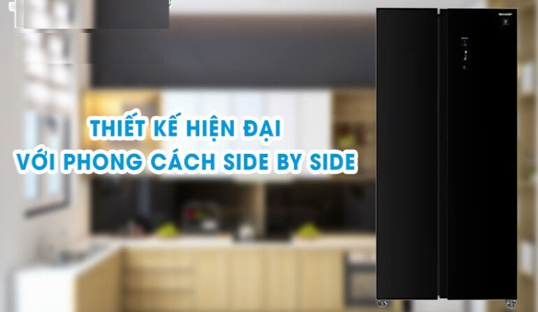 Tủ lạnh Sharp SJ-SBXP600V được thiết kế hiện đại với phong cách Side by Side