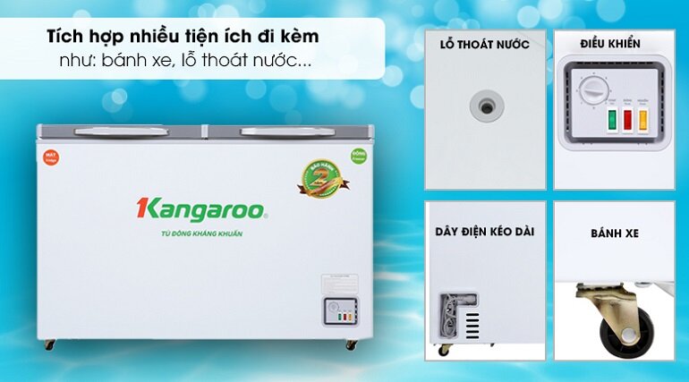 Tủ đông Kangaroo 327 lít KG498KX2 có thiết kế đẹp và nhiều tiện ích đi kèm