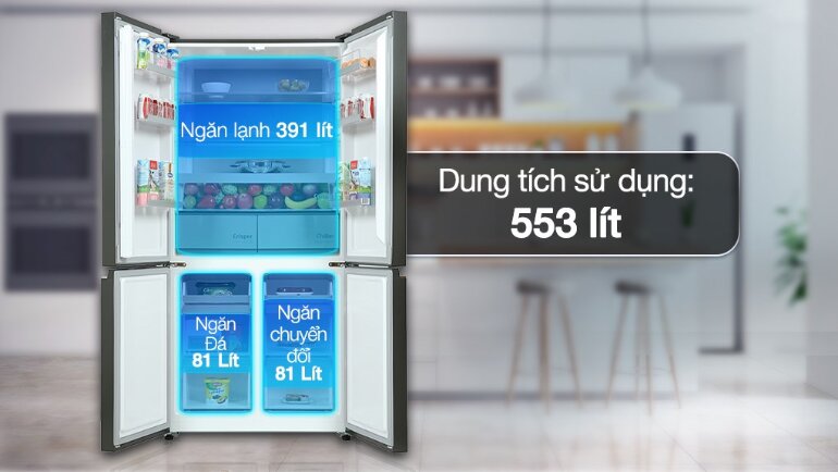 Tủ lạnh Beko GNO51651GBVN có là dung tích lớn, giúp chứa đồ thoải mái hơn
