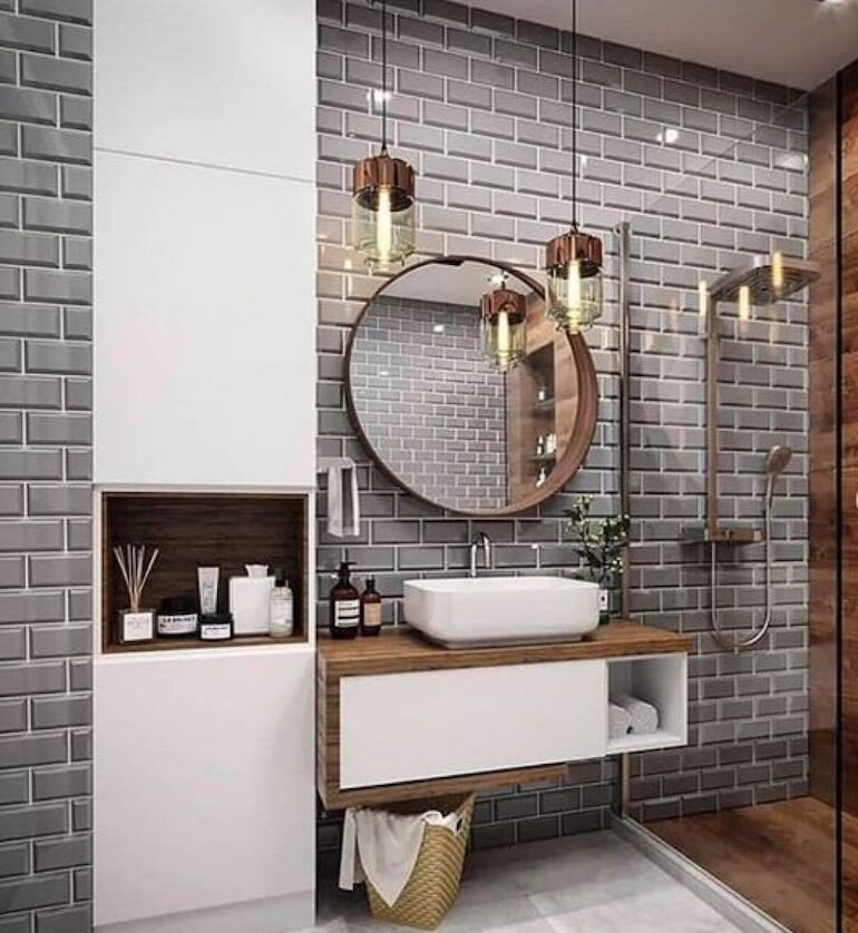 Sử dụng giấy dán tường tạo điểm nhấn trong thiết kế nội thất phòng tắm
