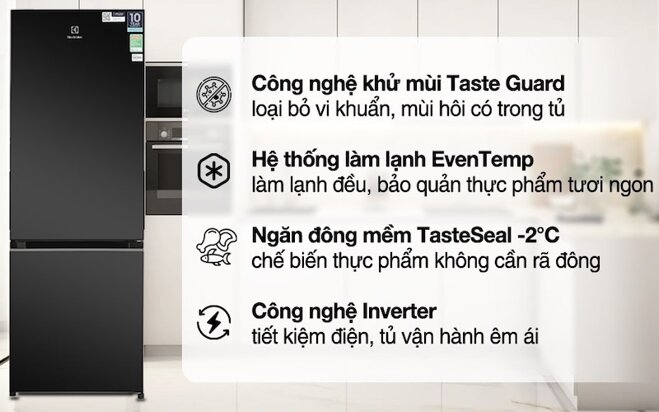 Khám phá tủ lạnh Electrolux Inverter 308 lít EBB3402K-H: Hiệu suất nâng tầm cuộc sống