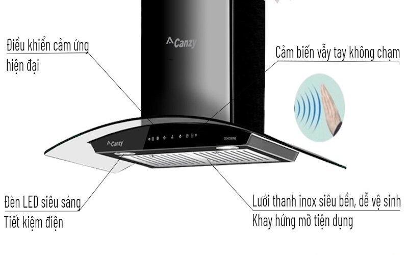 Máy hút mùi Canzy CZ-KC3870B phù hợp với đa dạng không gian căn bếp hiện nay