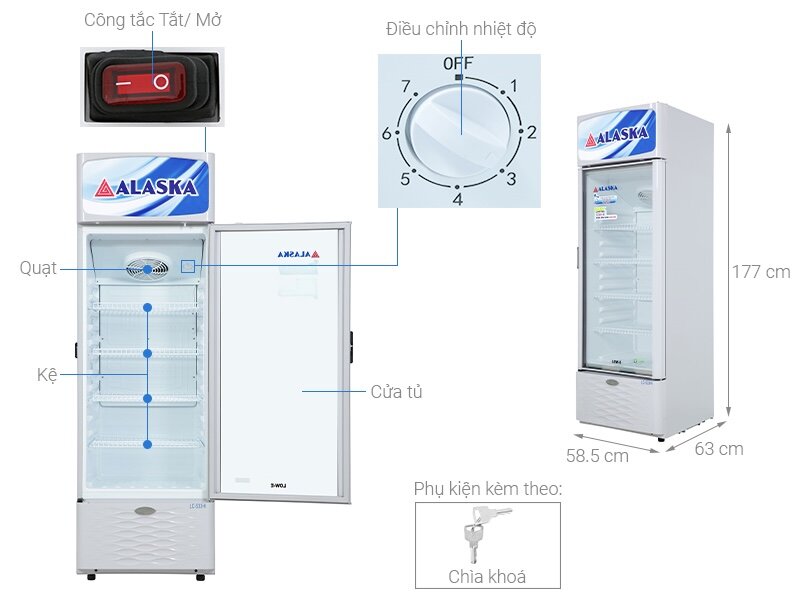 Tủ mát Alaska Inverter 1 cánh 350 lít LC-533HI kiểu dáng sang trọng, làm lạnh hiệu quả