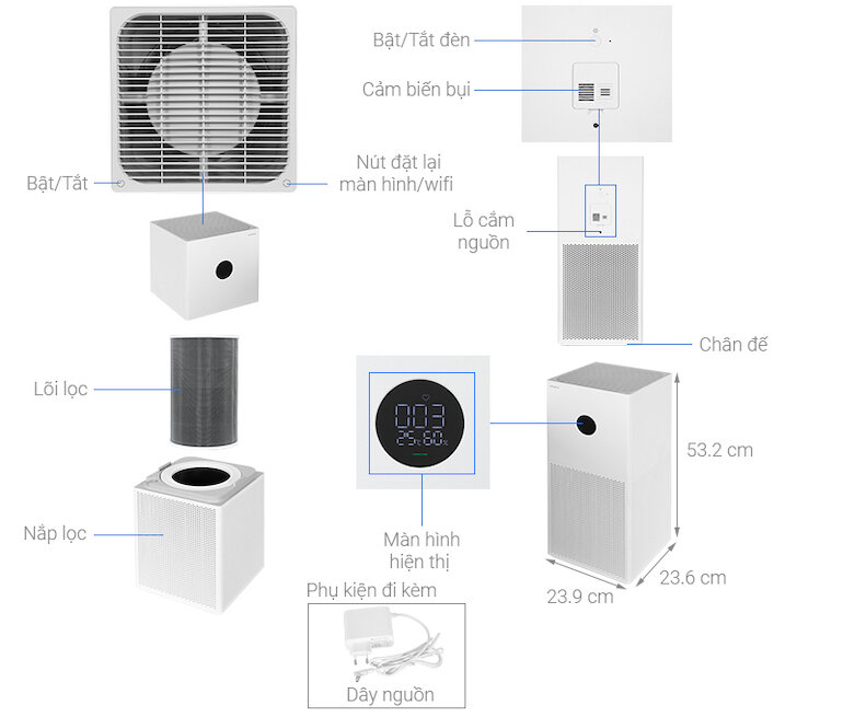 Máy lọc không khí Xiaomi Smart Air Purifier 4 lọc hiệu quả 1.5 lần so với thế hệ cũ nhờ bộ lọc PET và True Hepa giúp lọc không khí sạch hơn