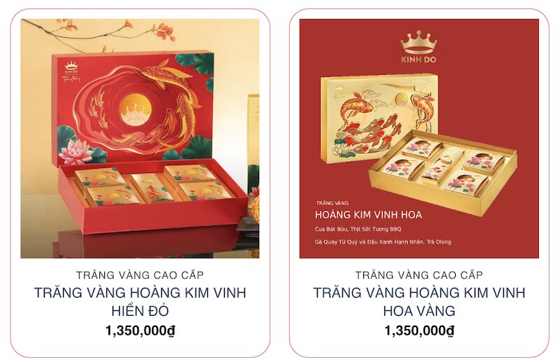 Bánh trung thu Kinh Đô Trăng Vàng Hoàng Kim Vinh Hiển & Hoàng Kim Vinh Hoa