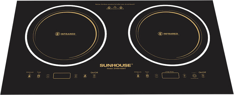 Bếp hồng ngoại đôi Sunhouse SHB9102MT có thiết kế hiện đại