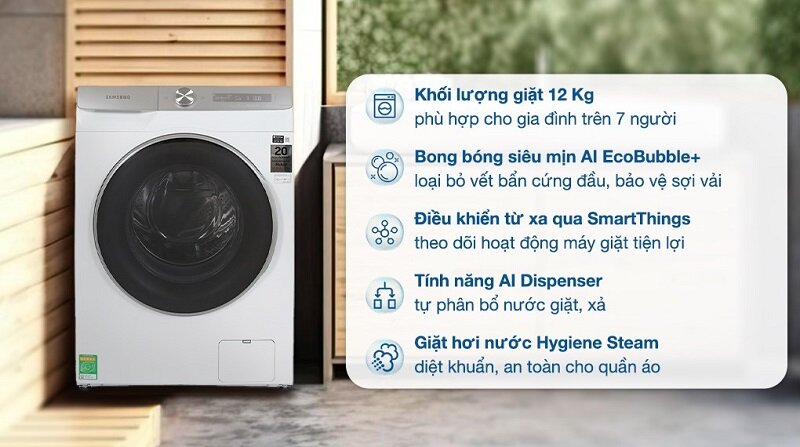 máy giặt Samsung cửa ngang 12kg WW12CGP44DSHSV