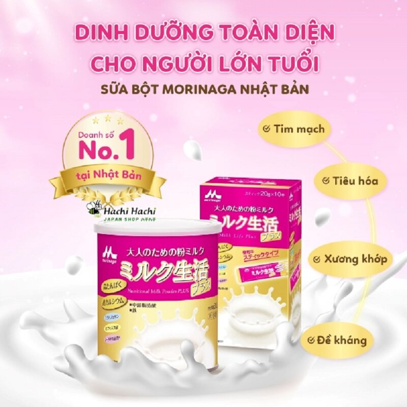 Sữa Morinaga cho người lớn: Chủng loại, giá bán và đánh giá công dụng