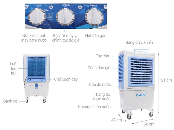 Quạt điều hòa Daikio DK-5000A (DKA-05000A)