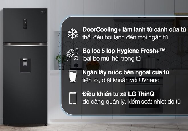 Tính năng thông minh trên tủ lạnh LG Inverter 459 lít LTD46BLMA