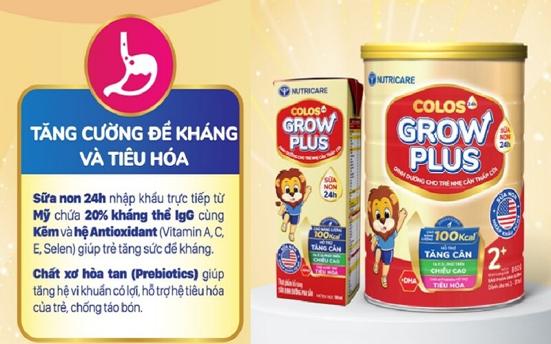 Sữa Grow Plus Nutricare giúp bé tăng cường đề kháng và tiêu hoá