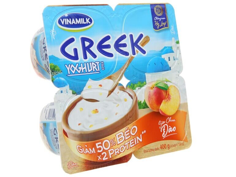 sữa chua Hy Lạp Vinamilk vị đào giảm 50% béo