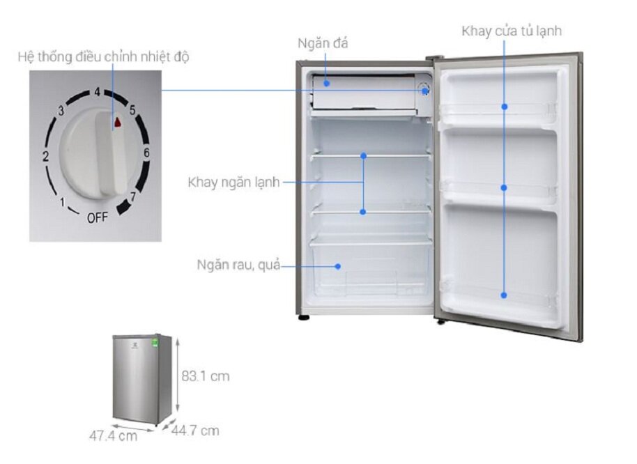 Tủ lạnh mini Electrolux 92 lít phù hợp với các bạn sinh viên hoặc người sống một mình.